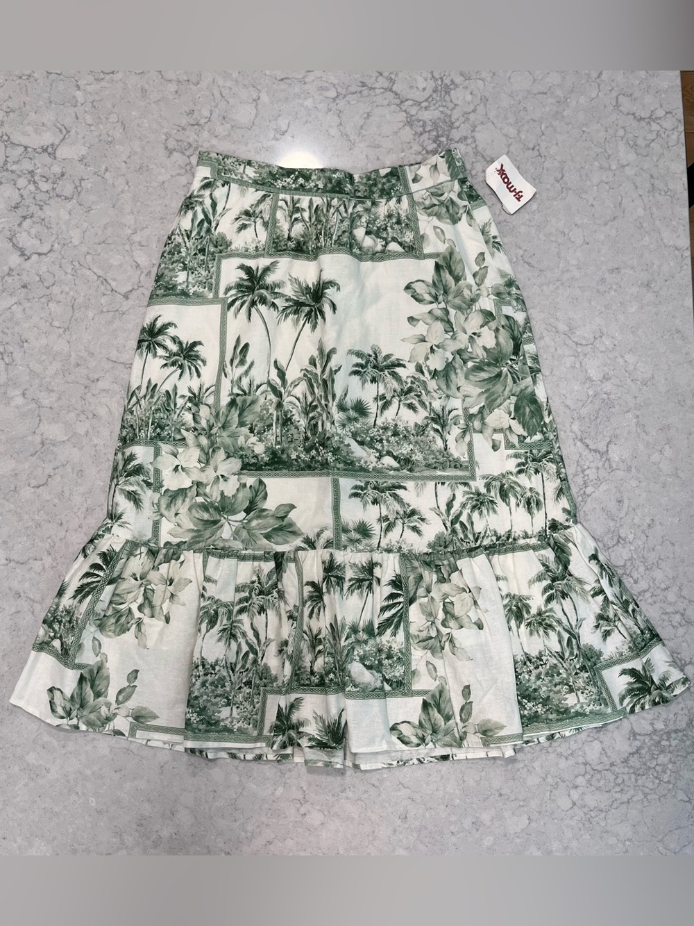 Island Patterned Midi Skirt